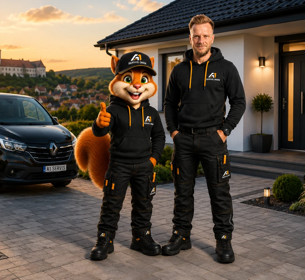 Maskot A1-ServisOken u okna a firemní dodávky